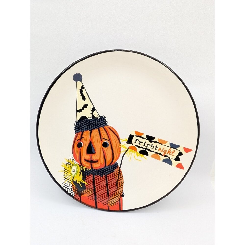 Transpac Plate Halloween fright night Jack O Lantern 8.25" HTF